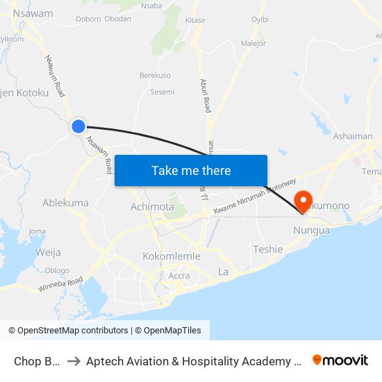 Chop Bar to Aptech Aviation & Hospitality Academy Gh. map
