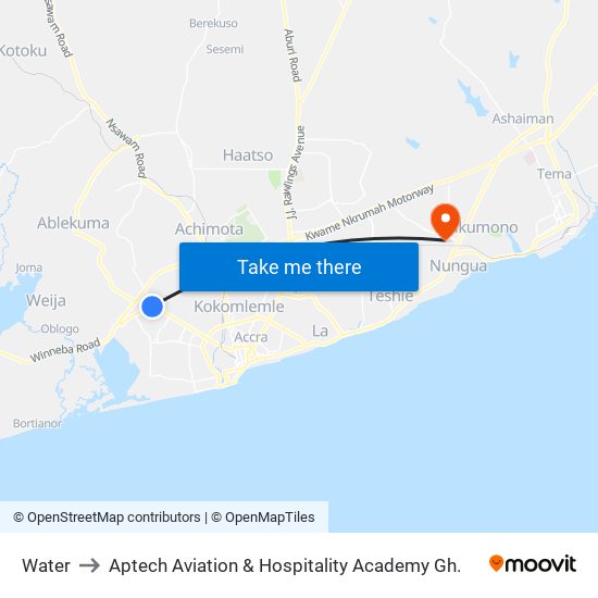 Water to Aptech Aviation & Hospitality Academy Gh. map