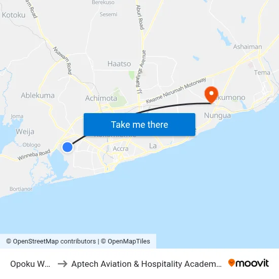 Opoku Ware to Aptech Aviation & Hospitality Academy Gh. map