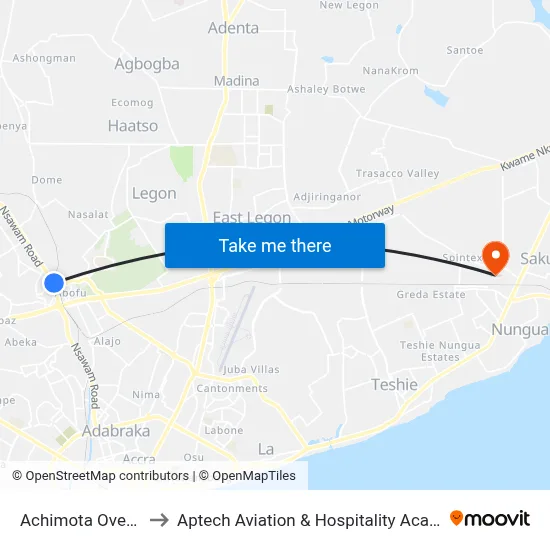 Achimota Overhead to Aptech Aviation & Hospitality Academy Gh. map