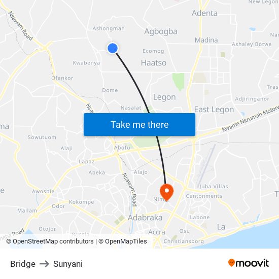 Bridge to Sunyani map