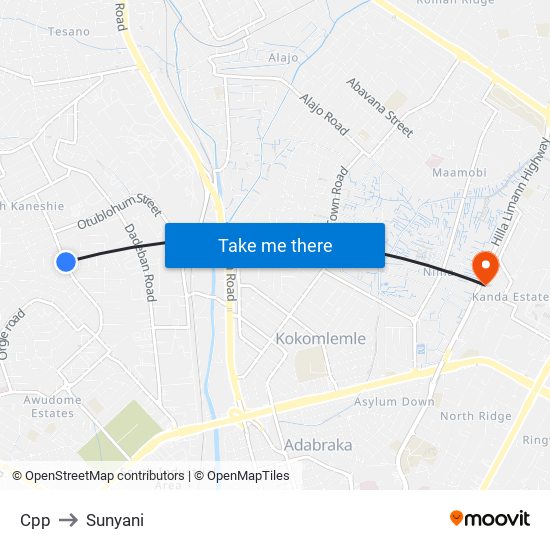 Cpp to Sunyani map