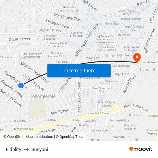 Fidelity to Sunyani map