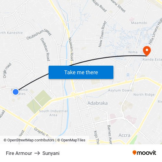 Fire Armour to Sunyani map
