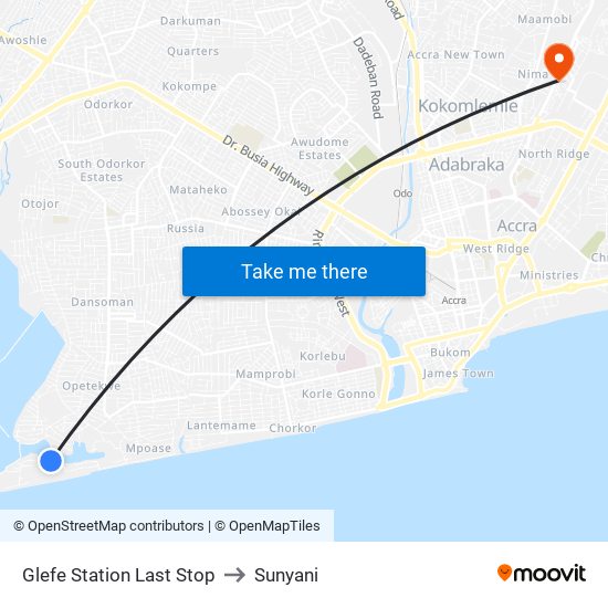 Glefe Station Last Stop to Sunyani map