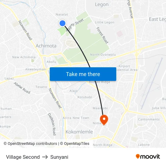 Village Second to Sunyani map