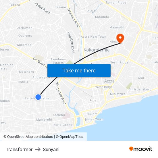 Transformer to Sunyani map