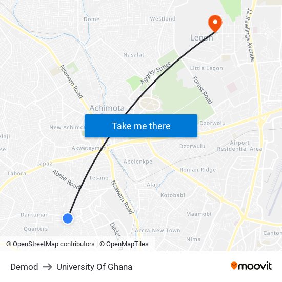 Demod to University Of Ghana map