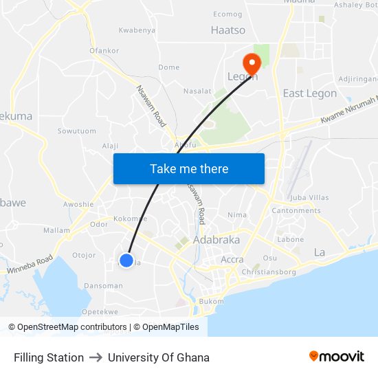 Filling Station To University Of Ghana With Public Transportation