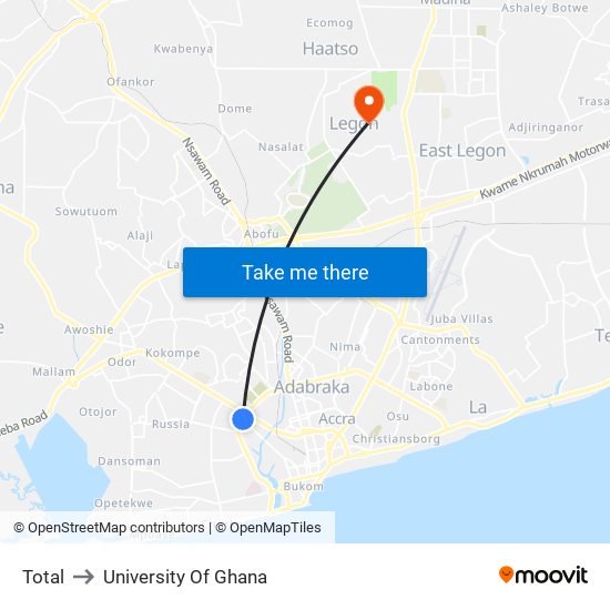 Total to University Of Ghana map