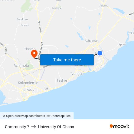 Community 7 to University Of Ghana map