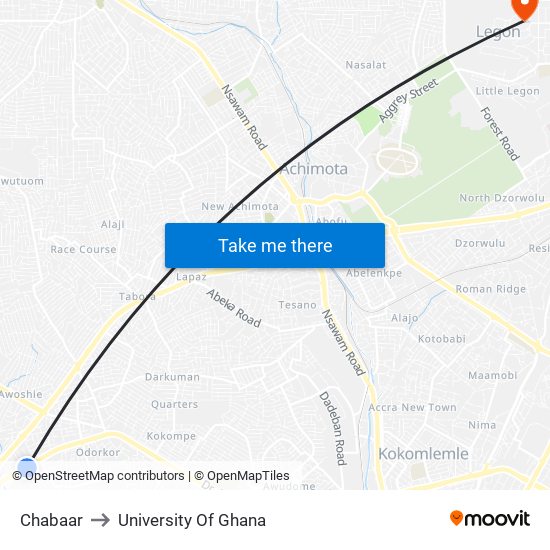 Chabaar to University Of Ghana map