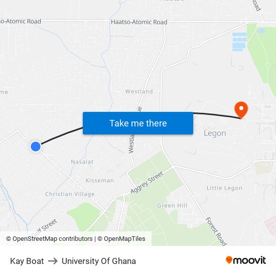 Kay Boat to University Of Ghana map