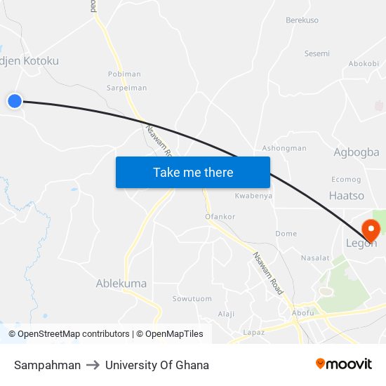 Sampahman to University Of Ghana map