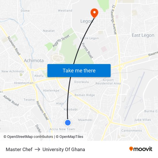 Master Chef to University Of Ghana map