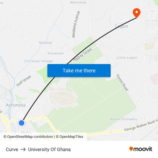 Curve to University Of Ghana map