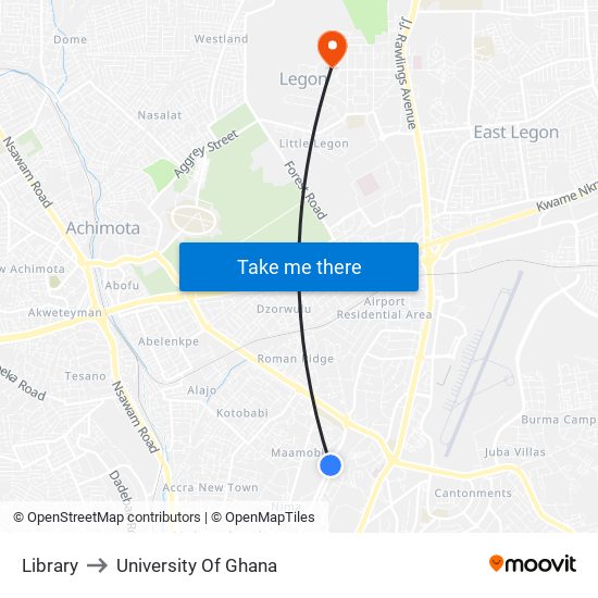 Library to University Of Ghana map