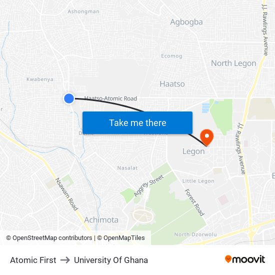Atomic First to University Of Ghana map