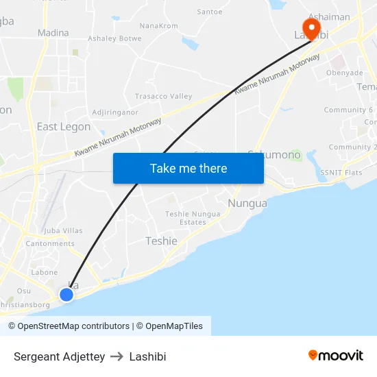 Sergeant Adjettey to Lashibi map