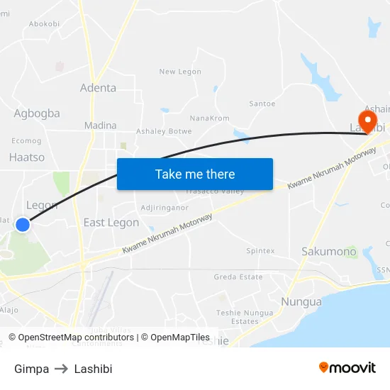 Gimpa to Lashibi map