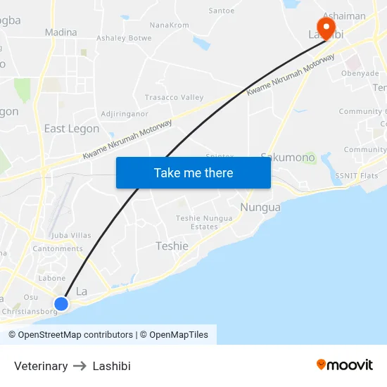 Veterinary to Lashibi map