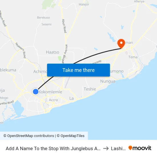 Add A Name To the Stop With Junglebus App to Lashibi map