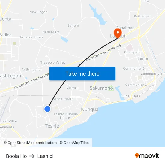 Boola Ho to Lashibi map