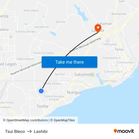 Tsui Bleoo to Lashibi map