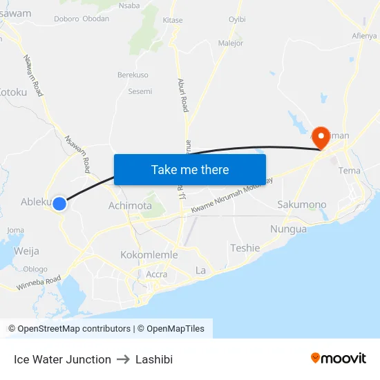 Ice Water Junction to Lashibi map