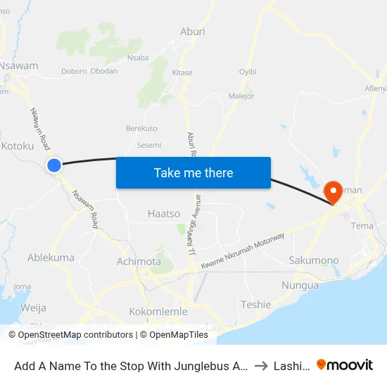 Add A Name To the Stop With Junglebus App to Lashibi map