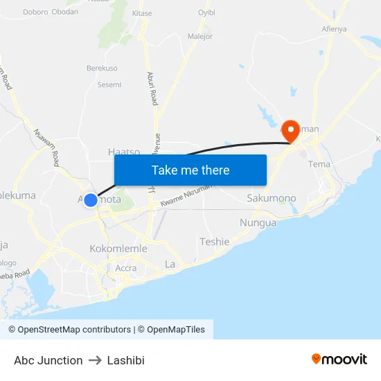 Abc Junction to Lashibi map