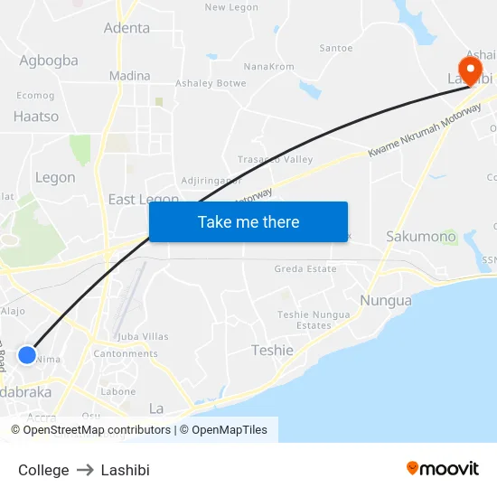 College to Lashibi map
