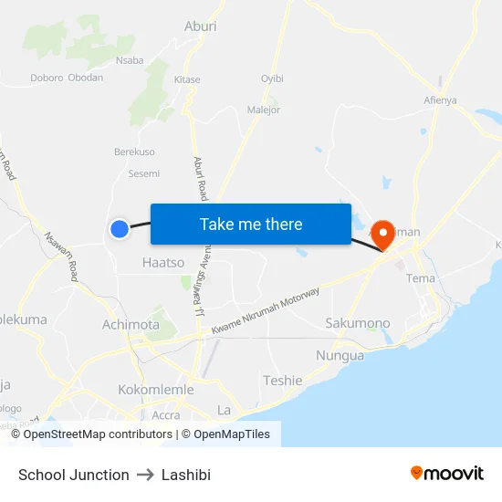 School Junction to Lashibi map