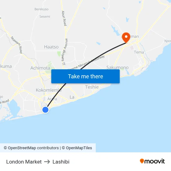 London Market to Lashibi map