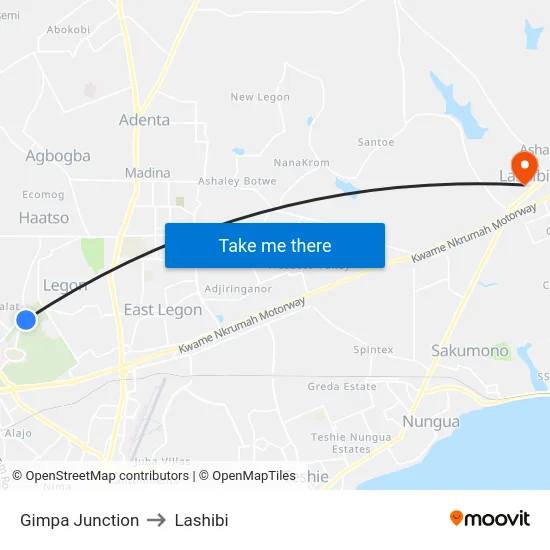 Gimpa Junction to Lashibi map