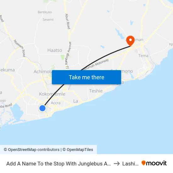 Add A Name To the Stop With Junglebus App to Lashibi map