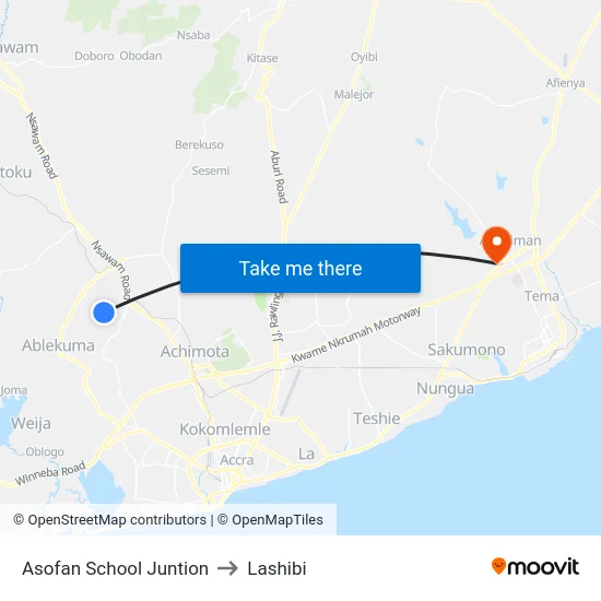 Asofan School Juntion to Lashibi map