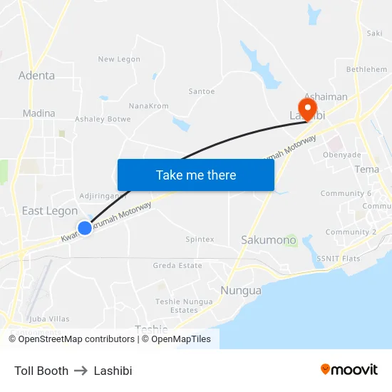 Toll Booth to Lashibi map
