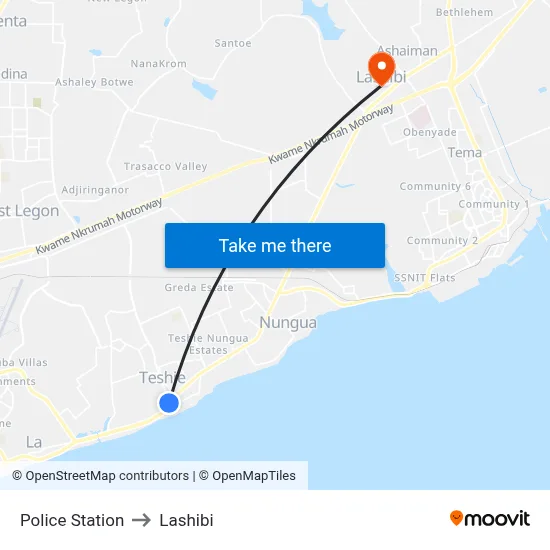 Police Station to Lashibi map