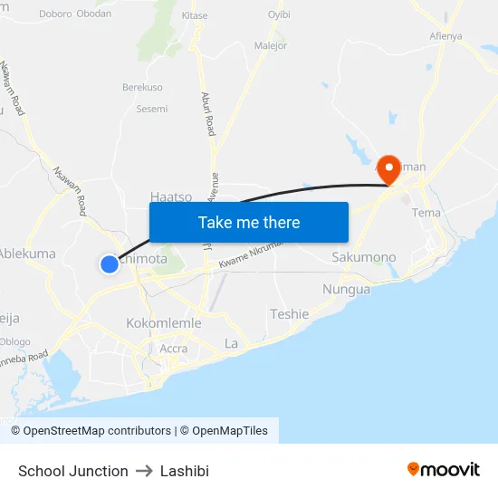 School Junction to Lashibi map