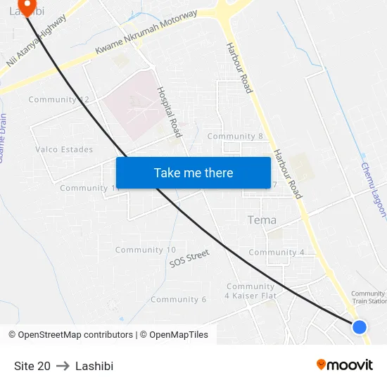 Site 20 to Lashibi map