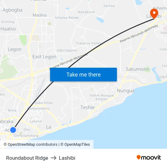 Roundabout Ridge to Lashibi map