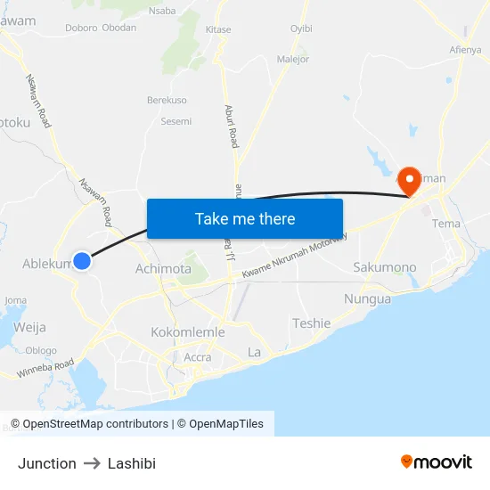 Junction to Lashibi map