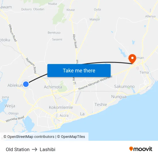 Old Station to Lashibi map