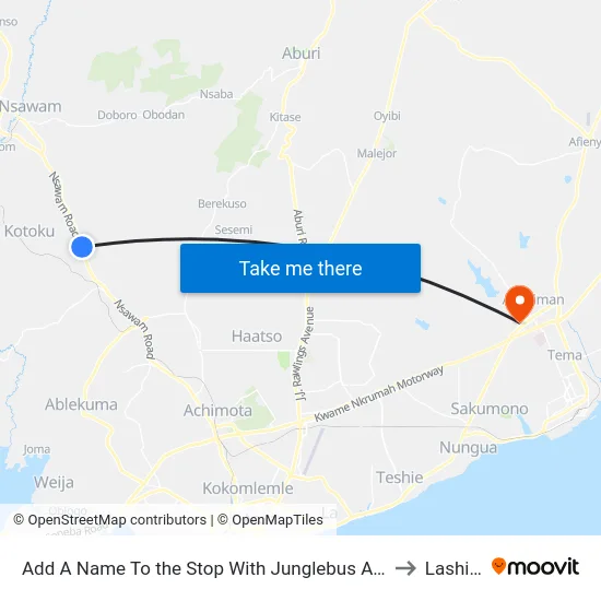 Add A Name To the Stop With Junglebus App to Lashibi map