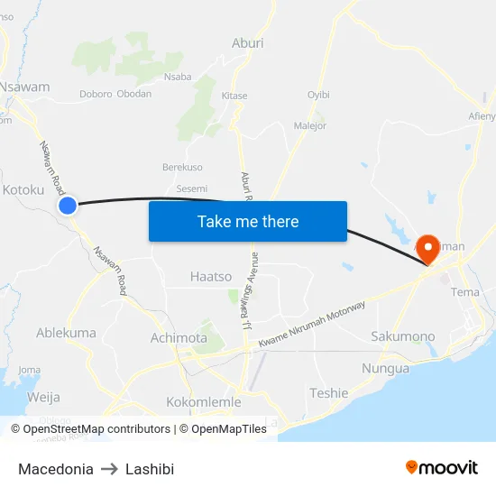 Macedonia to Lashibi map