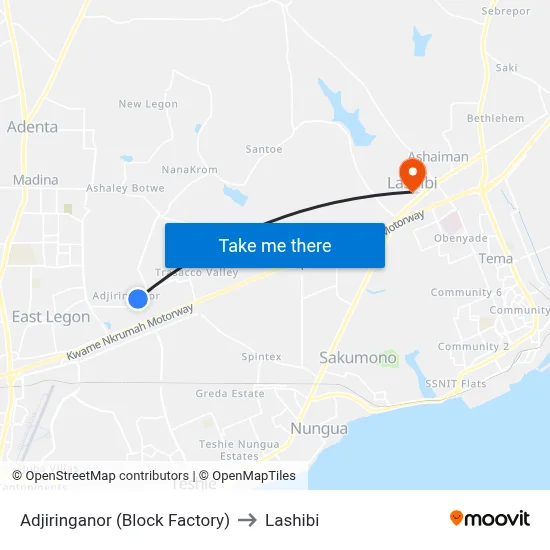 Adjiringanor (Block Factory) to Lashibi map