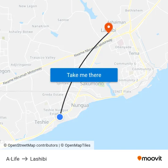 A-Life to Lashibi map