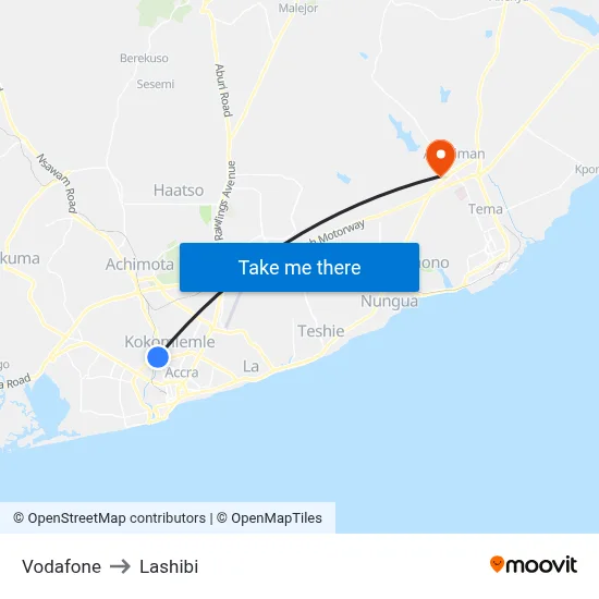 Vodafone to Lashibi map