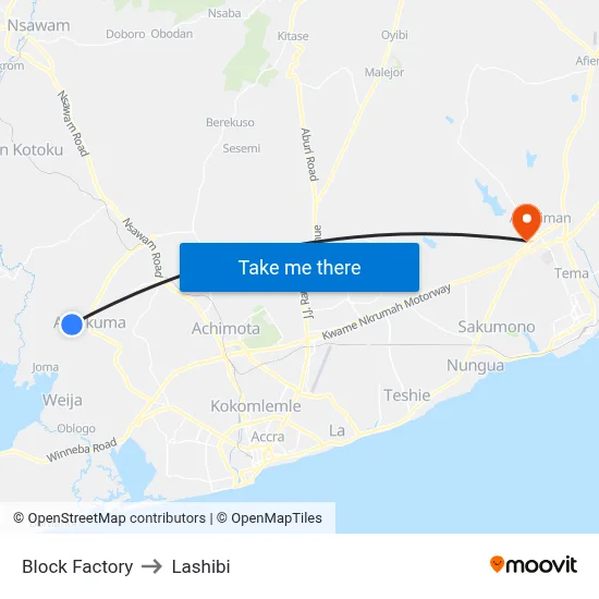 Block Factory to Lashibi map